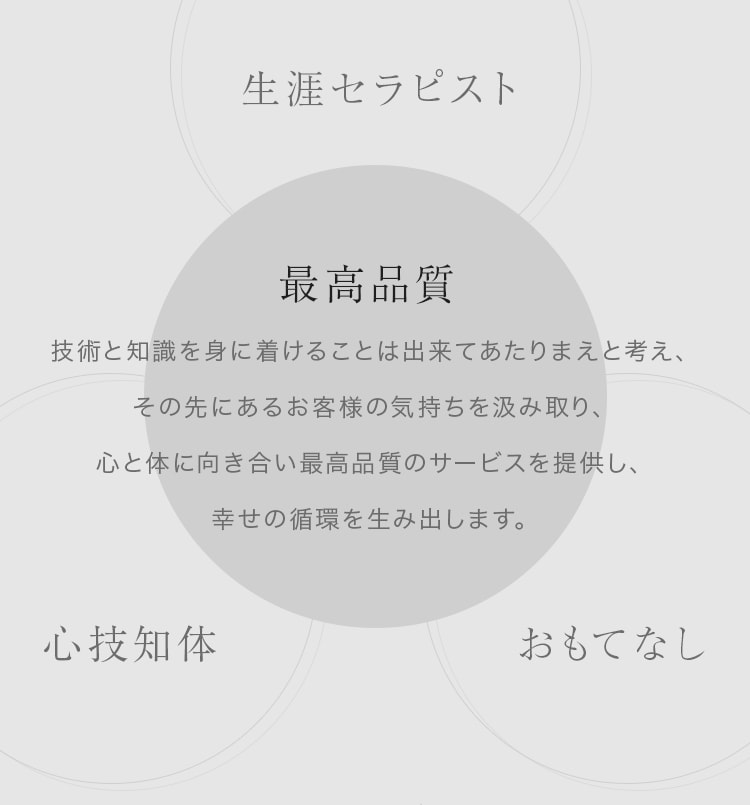 最高品質 生涯セラピスト 心技知体 おもてなし